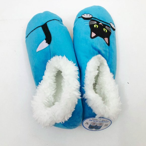 NWT Snoozies Women's Peek A Boo Cat Blue Slippers Medium 7/8 - Picture 4 of 6